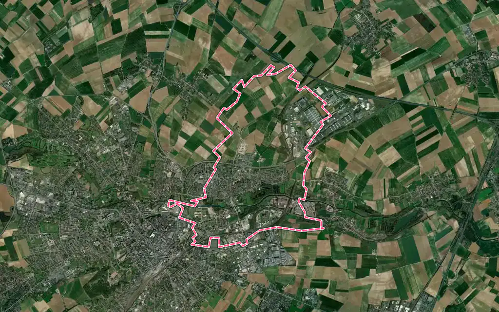 Vue satellite de Saint-Laurent-Blangy avec ses contours administratifs