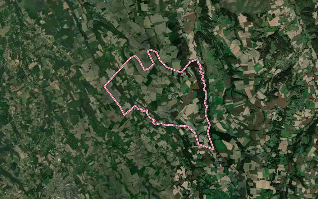 Vue satellite de Saint-Laurent-Bretagne avec ses contours administratifs