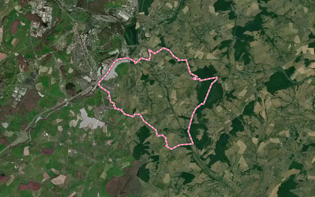 Vue satellite de Saint-Laurent-d'Andenay avec ses contours administratifs