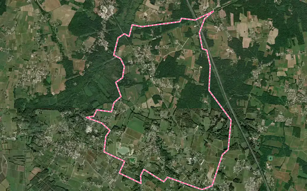 Vue satellite de Saint-Laurent-d'Arce avec ses contours administratifs