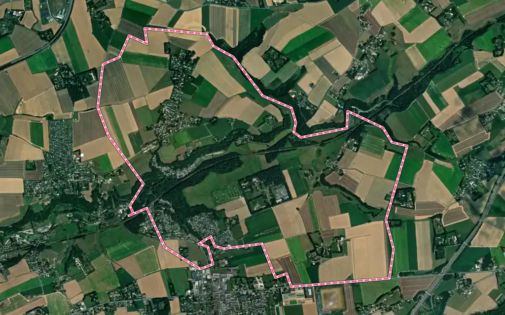 Vue satellite de Saint-Laurent-de-Brèvedent avec ses contours administratifs