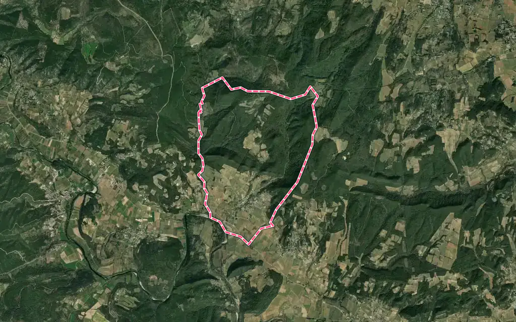 Vue satellite de Saint-Laurent-de-Carnols avec ses contours administratifs
