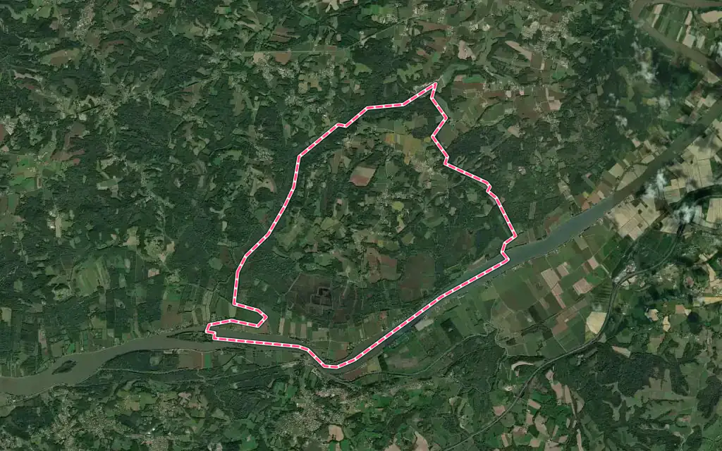 Vue satellite de Saint-Laurent-de-Gosse avec ses contours administratifs