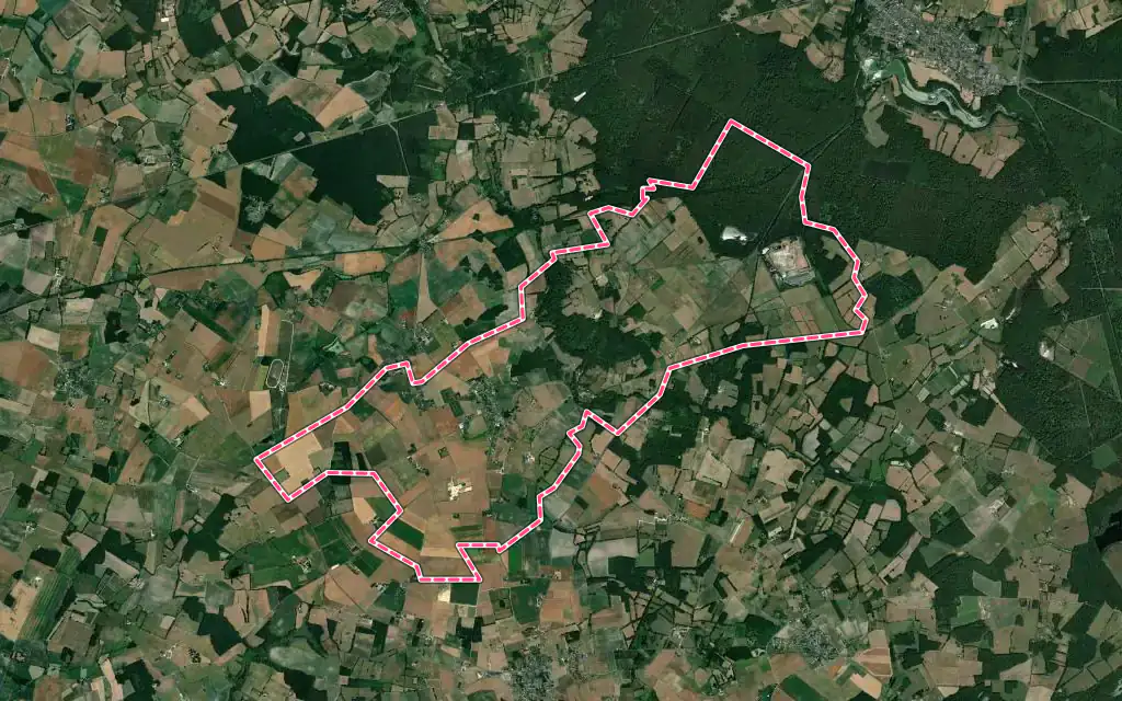 Vue satellite de Saint-Laurent-de-Lin avec ses contours administratifs