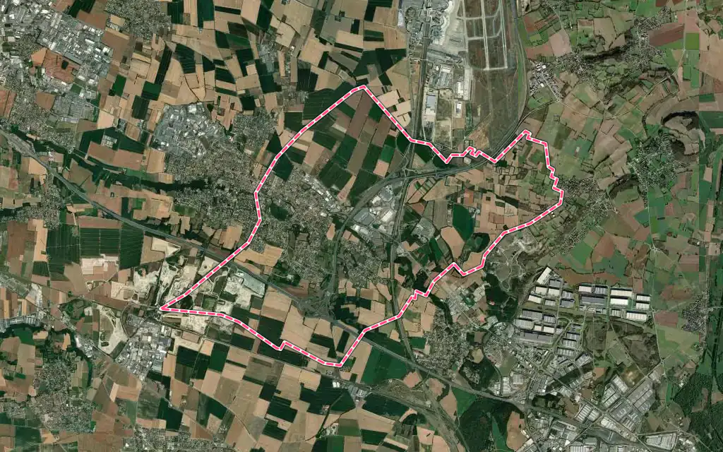 Vue satellite de Saint-Laurent-de-Mure avec ses contours administratifs