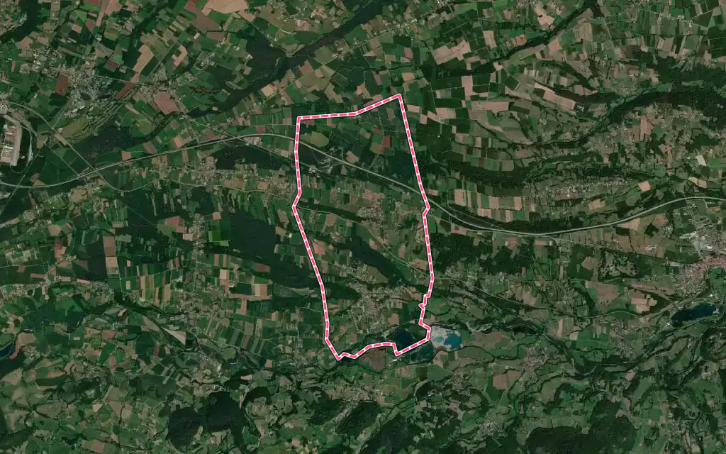 Vue satellite de Saint-Laurent-de-Neste avec ses contours administratifs