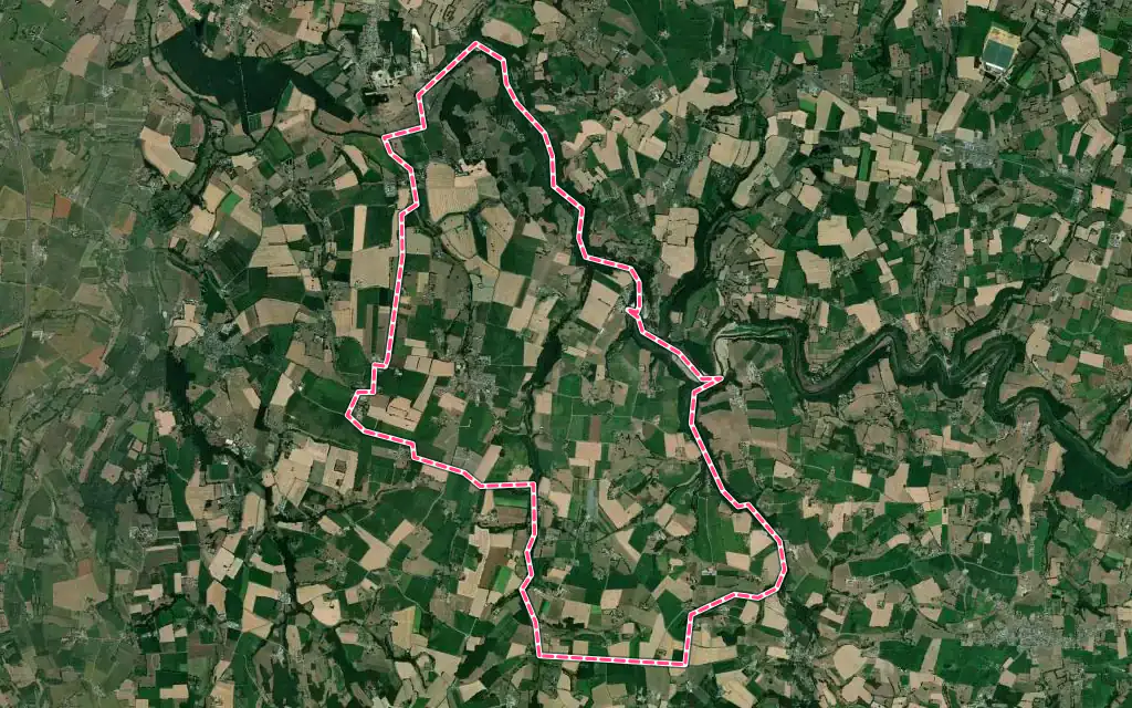 Vue satellite de Saint-Laurent-de-Terregatte avec ses contours administratifs