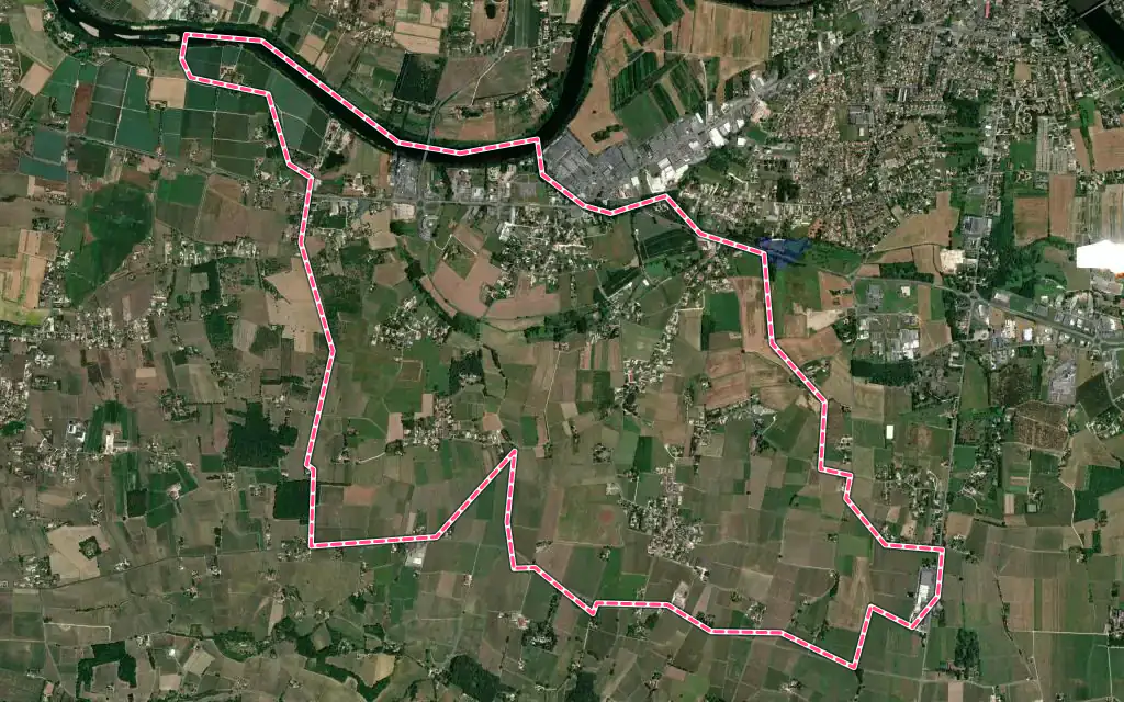 Vue satellite de Saint-Laurent-des-Vignes avec ses contours administratifs