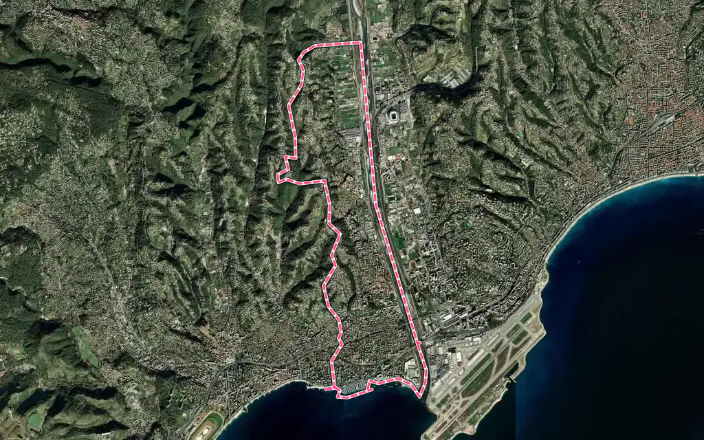 Vue satellite de Saint-Laurent-du-Var avec ses contours administratifs