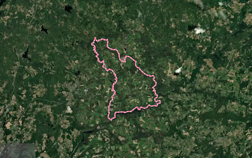 Vue satellite de Saint-Laurent-les-Églises avec ses contours administratifs