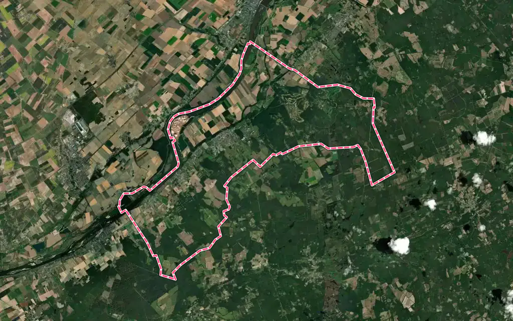 Vue satellite de Saint-Laurent-Nouan avec ses contours administratifs