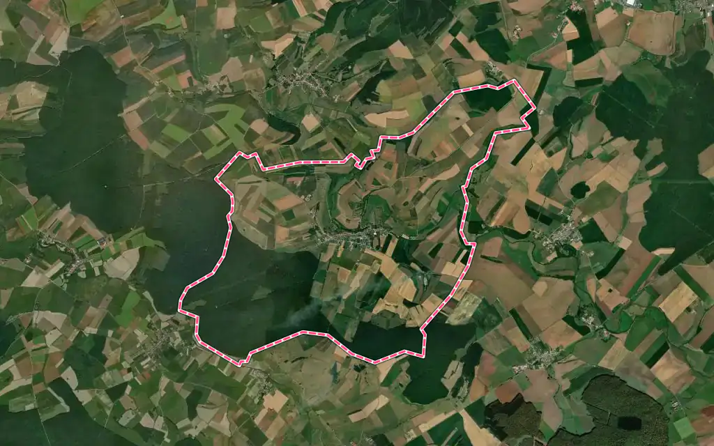 Vue satellite de Saint-Laurent-sur-Othain avec ses contours administratifs