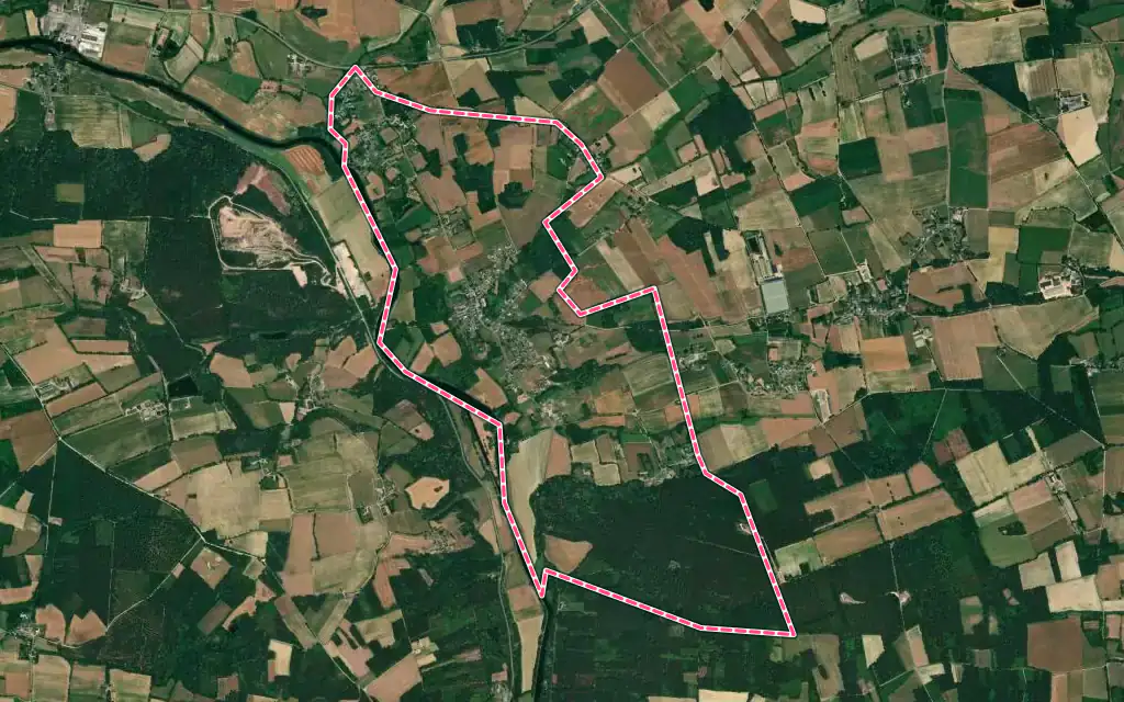 Vue satellite de Saint-Laurent-sur-Oust avec ses contours administratifs