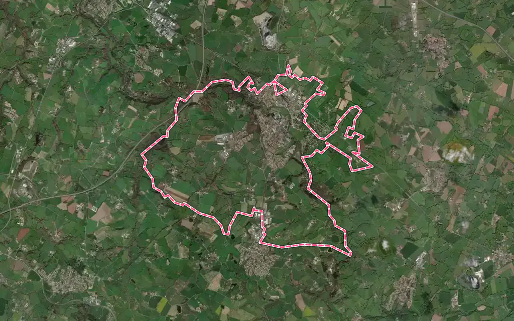 Vue satellite de Saint-Laurent-sur-Sèvre avec ses contours administratifs
