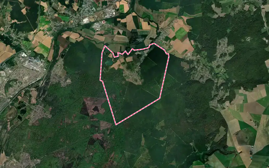Vue satellite de Saint-Léger-aux-Bois avec ses contours administratifs