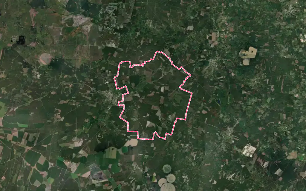 Vue satellite de Saint-Léger-de-Balson avec ses contours administratifs