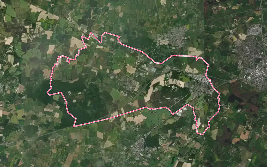 Vue satellite de Saint-Léger-de-Linières avec ses contours administratifs
