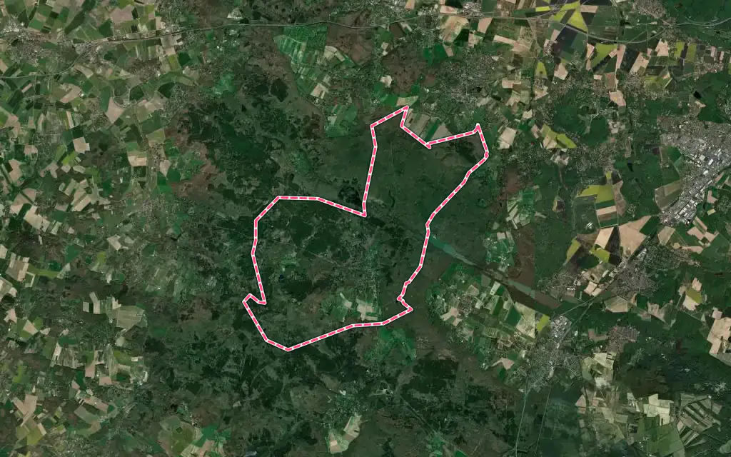 Vue satellite de Saint-Léger-en-Yvelines avec ses contours administratifs