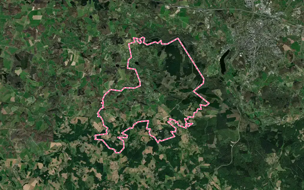 Vue satellite de Saint-Léger-le-Guérétois avec ses contours administratifs