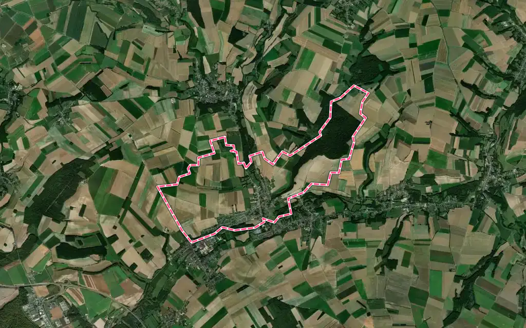Vue satellite de Saint-Léger-lès-Domart avec ses contours administratifs