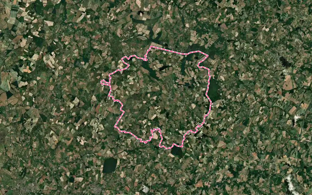 Vue satellite de Saint-Léger-Magnazeix avec ses contours administratifs