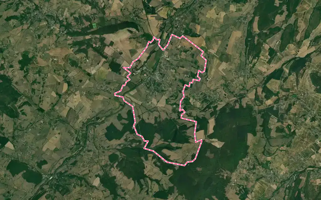 Vue satellite de Saint-Léger-sur-Dheune avec ses contours administratifs
