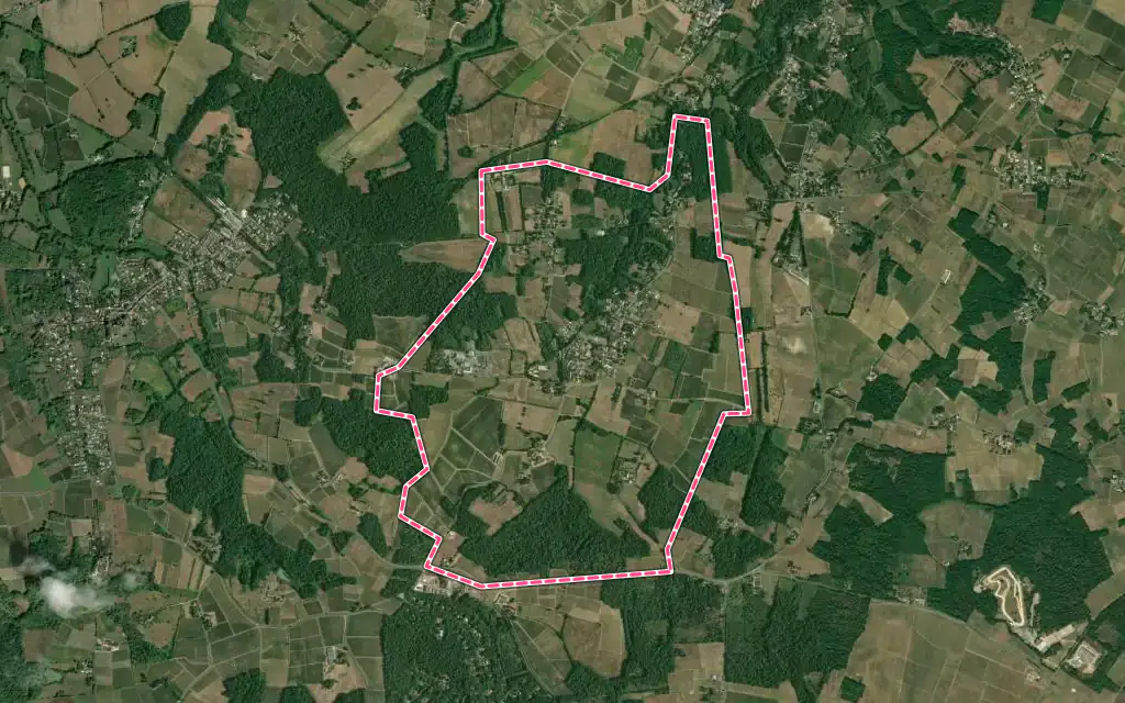 Vue satellite de Saint-Léon avec ses contours administratifs
