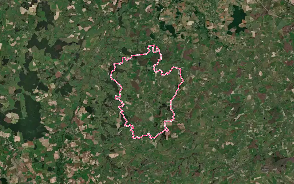 Vue satellite de Saint-Léon avec ses contours administratifs