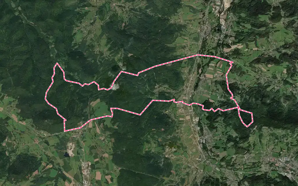 Vue satellite de Saint-Léonard avec ses contours administratifs