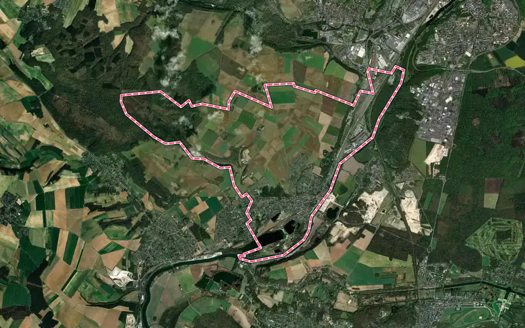 Vue satellite de Saint-Leu-d'Esserent avec ses contours administratifs
