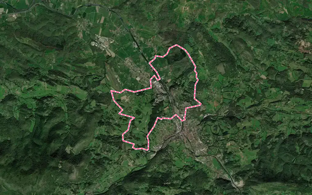 Vue satellite de Saint-Lizier avec ses contours administratifs