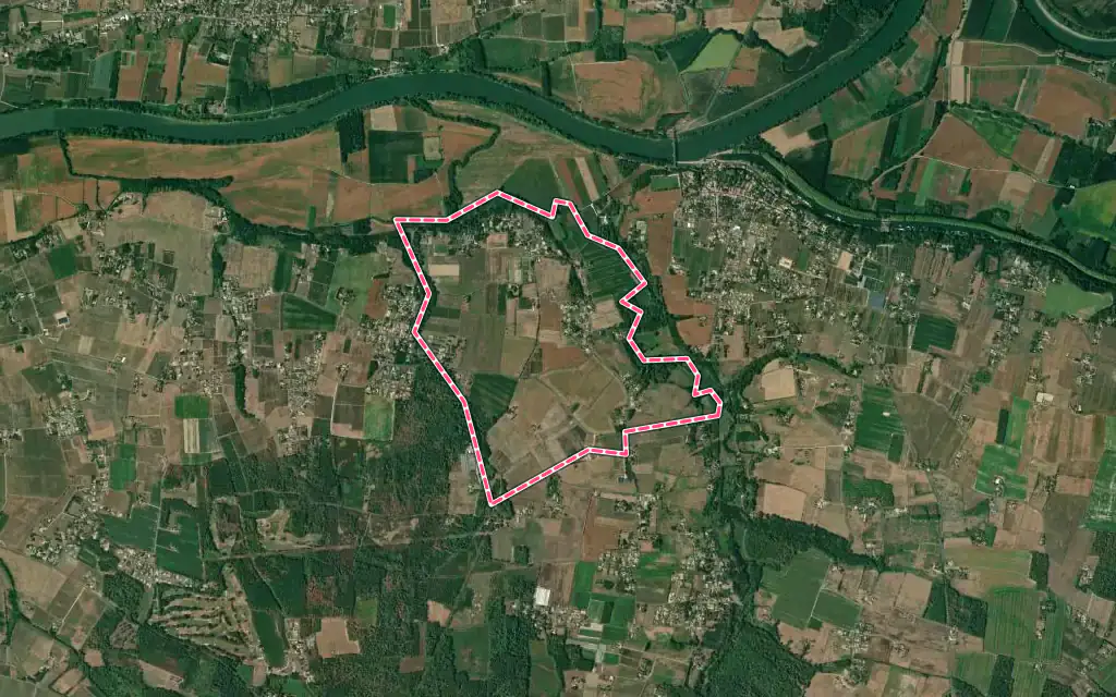 Vue satellite de Saint-Loubert avec ses contours administratifs