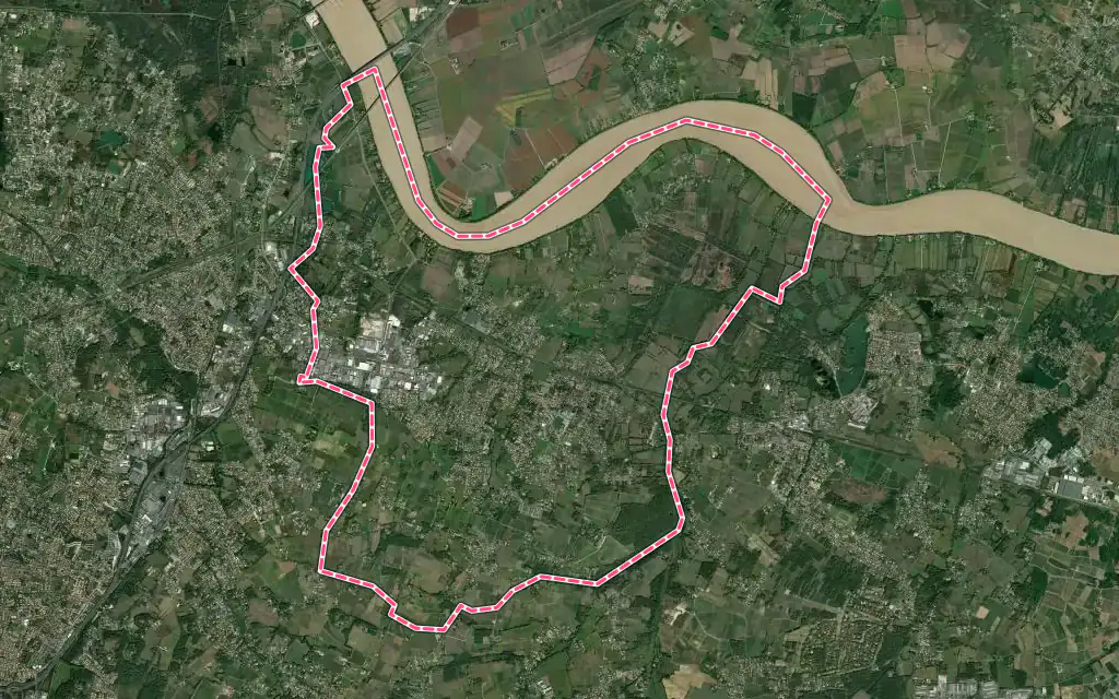 Vue satellite de Saint-Loubès avec ses contours administratifs