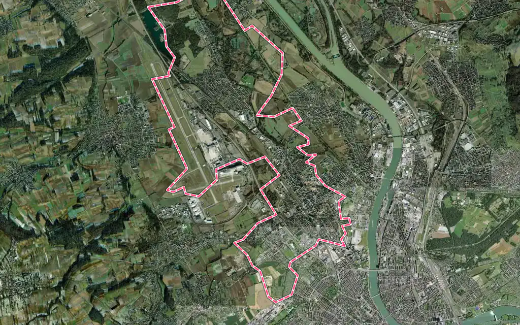 Vue satellite de Saint-Louis avec ses contours administratifs