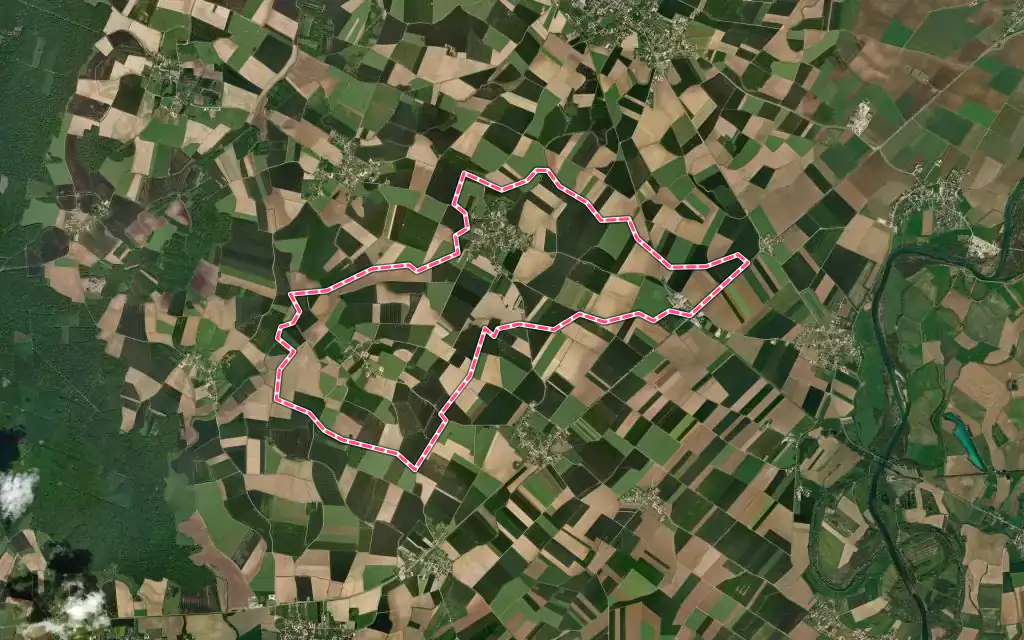 Vue satellite de Saint-Loup avec ses contours administratifs