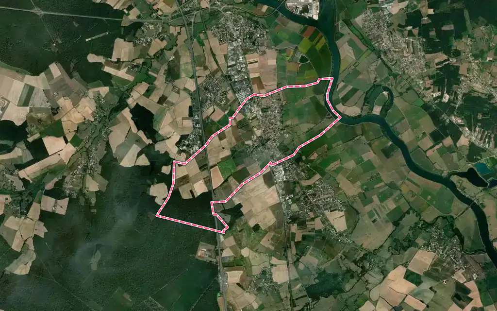Vue satellite de Saint-Loup-de-Varennes avec ses contours administratifs