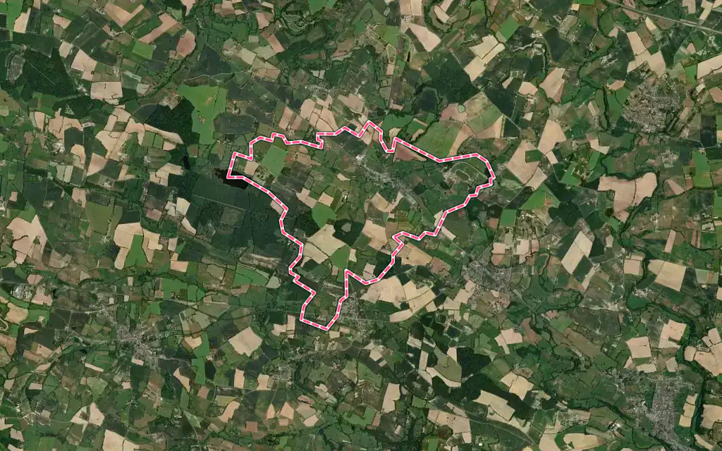 Vue satellite de Saint-Loup-du-Dorat avec ses contours administratifs