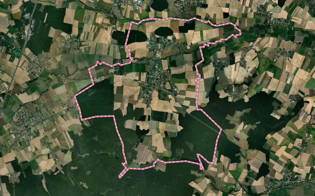Vue satellite de Saint-Loup-Géanges avec ses contours administratifs