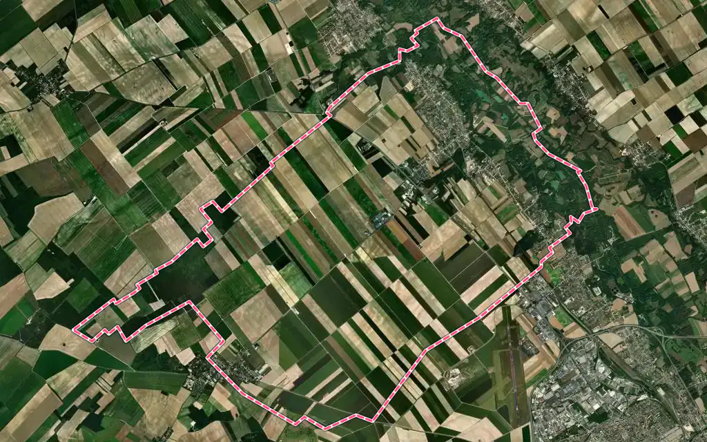 Vue satellite de Saint-Lyé avec ses contours administratifs