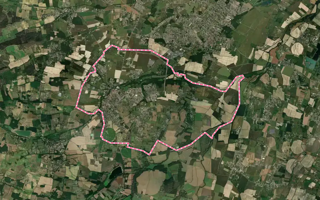 Vue satellite de Saint-Lys avec ses contours administratifs