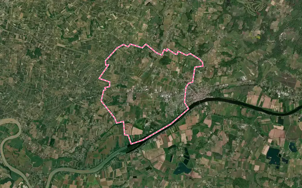 Vue satellite de Saint-Magne-de-Castillon avec ses contours administratifs