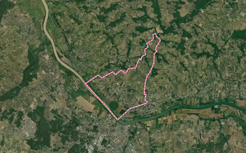 Vue satellite de Saint-Maixant avec ses contours administratifs