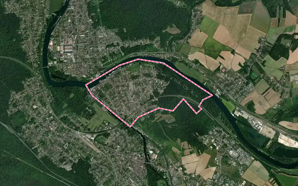 Vue satellite de Saint-Mammès avec ses contours administratifs