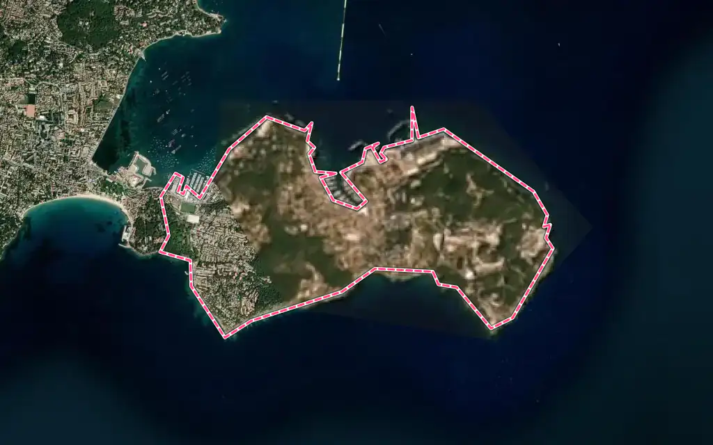 Vue satellite de Saint-Mandrier-sur-Mer avec ses contours administratifs
