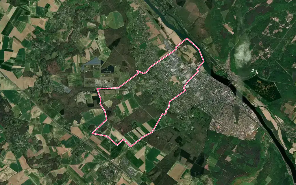 Vue satellite de Saint-Marcel avec ses contours administratifs