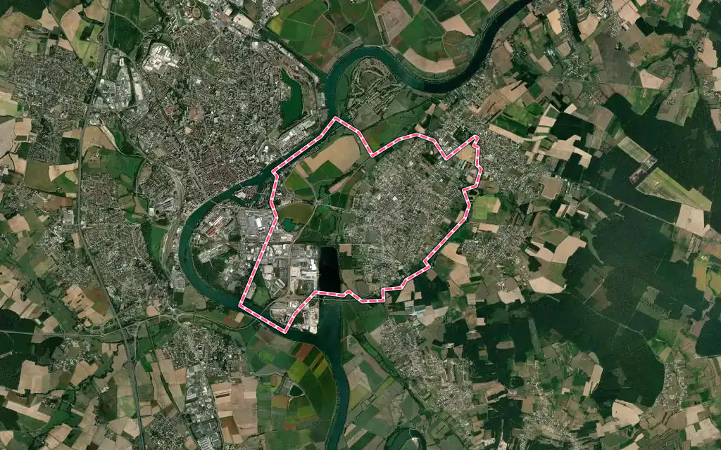 Vue satellite de Saint-Marcel avec ses contours administratifs