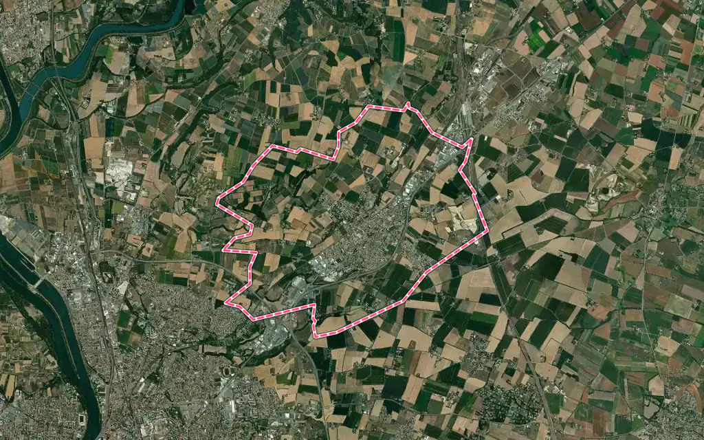 Vue satellite de Saint-Marcel-lès-Valence avec ses contours administratifs