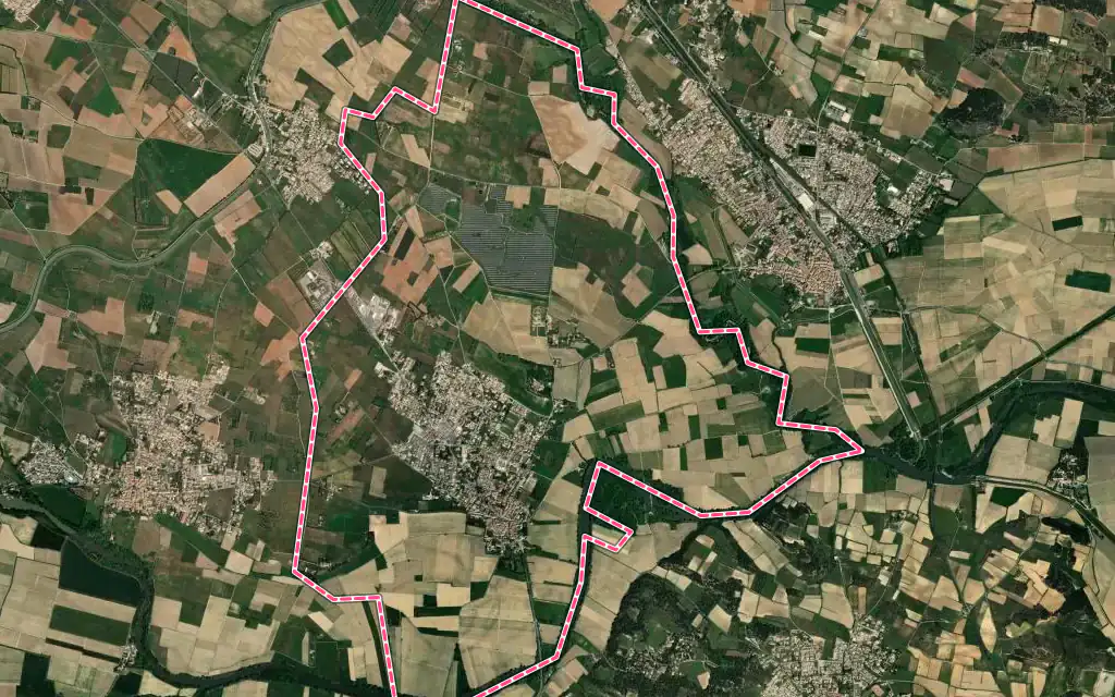 Vue satellite de Saint-Marcel-sur-Aude avec ses contours administratifs
