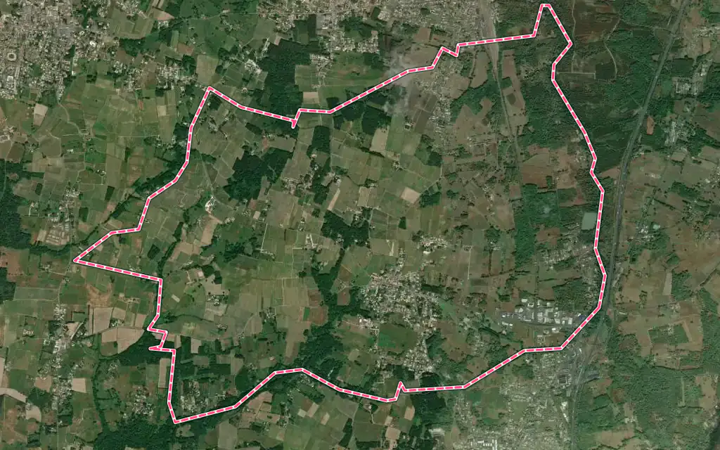 Vue satellite de Saint-Mariens avec ses contours administratifs