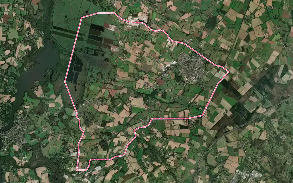 Vue satellite de Saint-Mars-du-Désert avec ses contours administratifs